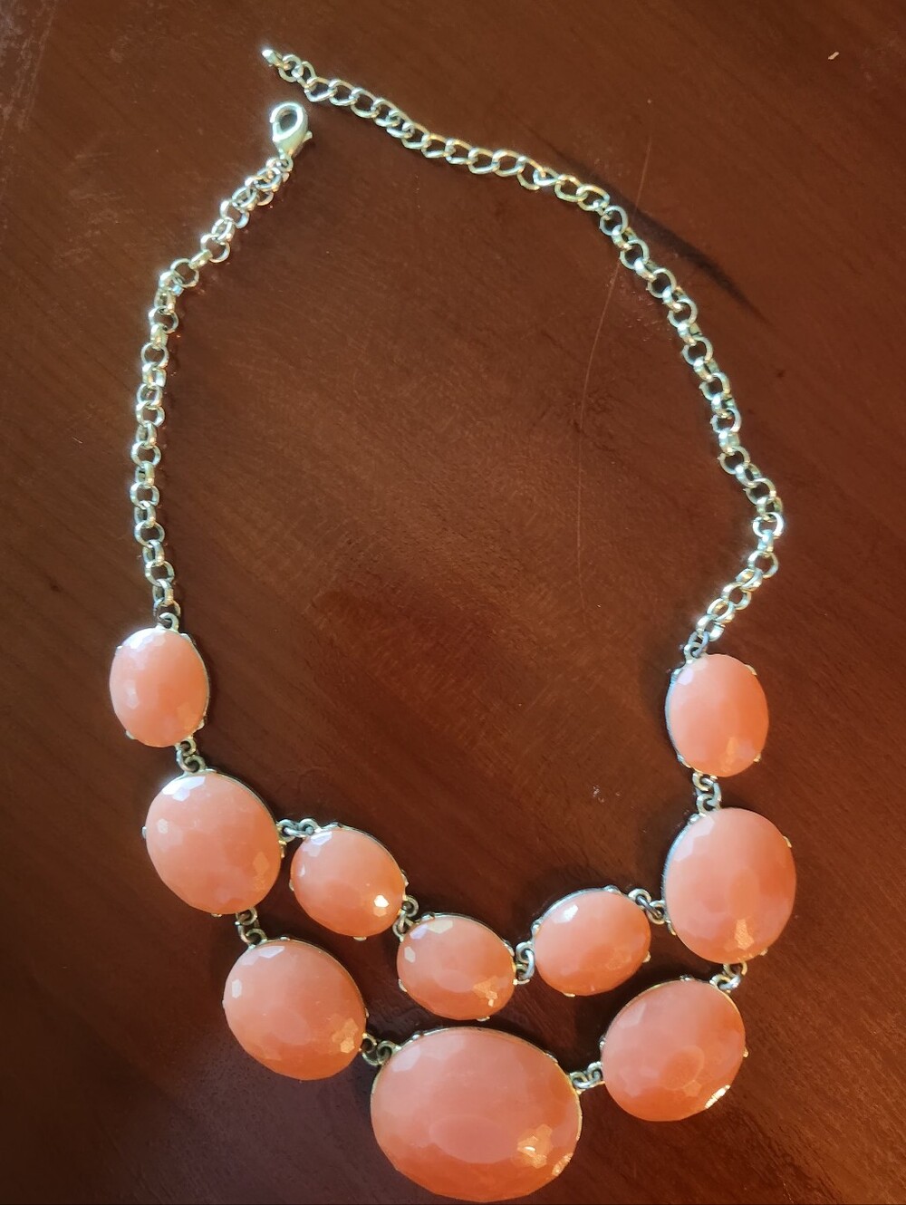 Gold Chain Peach Statement Necklace - Unbranded